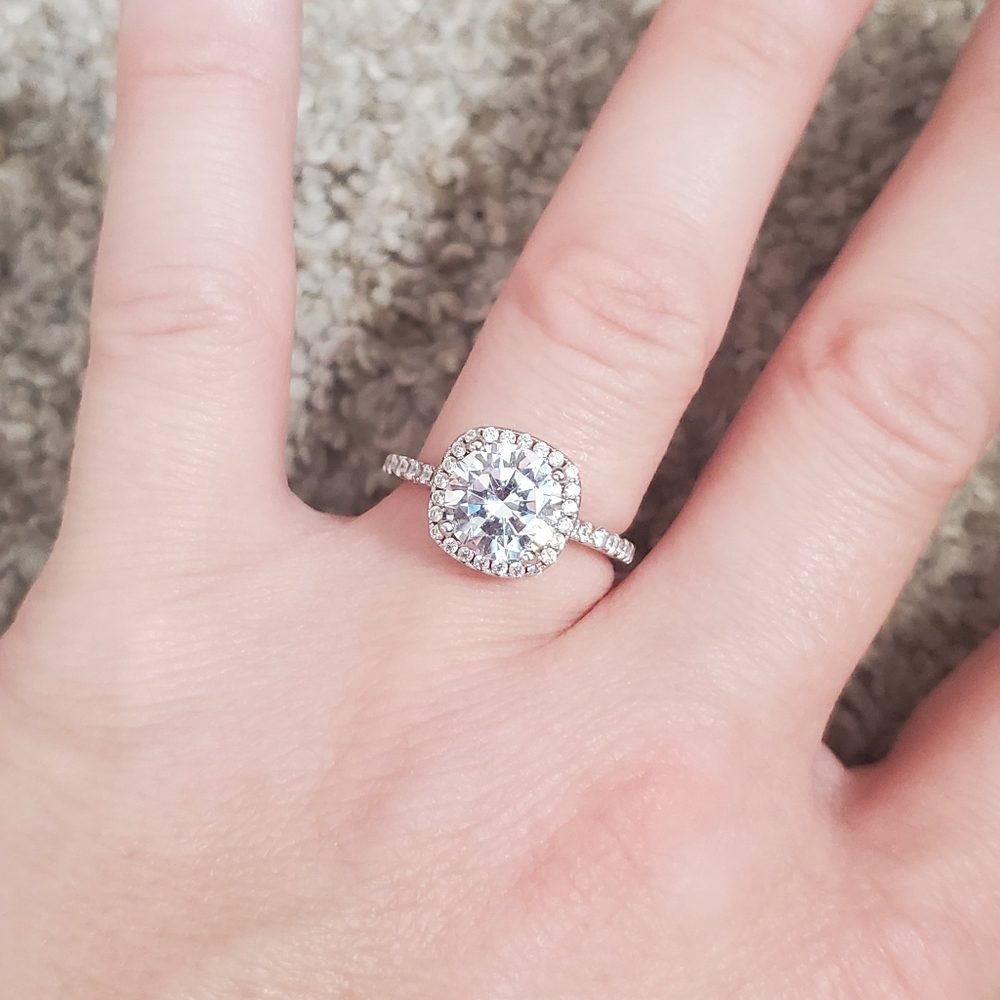 Tiger gems 2ct square halo ring
